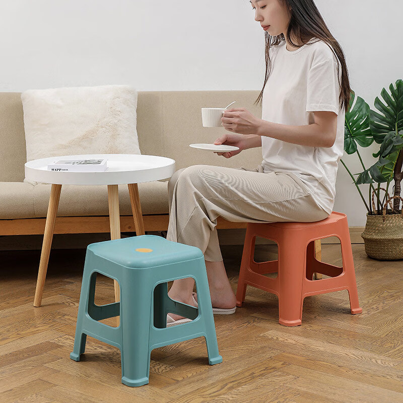 Youjialiangpin Folding Stool, Portable Small Bench, Household Thickened Plastic Stool, Red 7