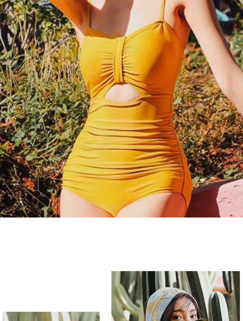 Modaier Spaghetti Strap One-Piece Swimsuit for Women, Sexy And Elegant, Tummy Control, Slimming, with Outer Jacket, Sun Protection, Beach Vacation Triangle Swimwear 7