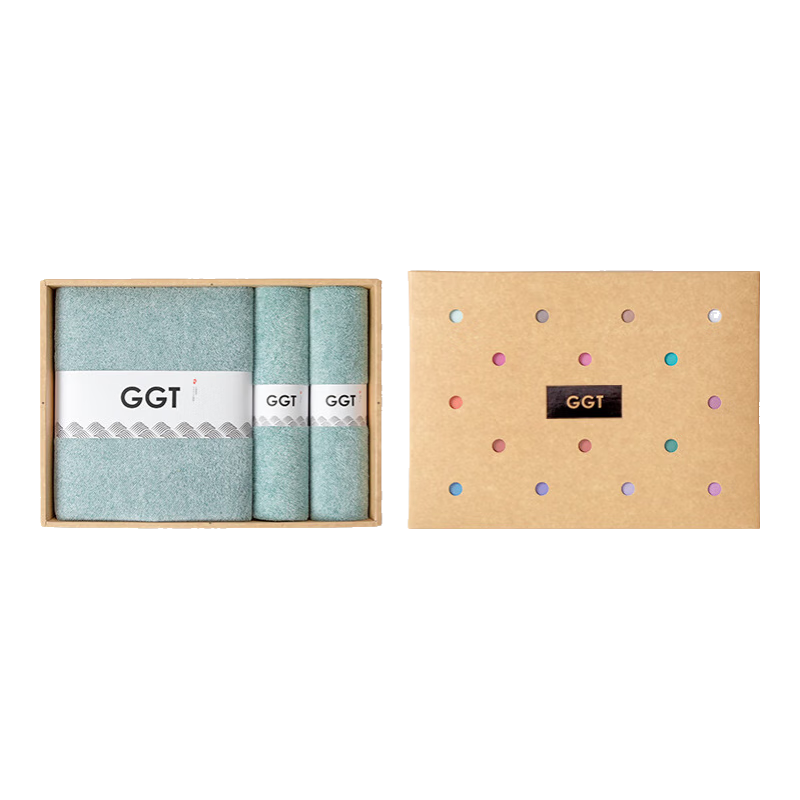 GGT Japanese Towel And Bath Towel Three-Piece Set, High-End Gift Box Set, Custom Embroidery Gift Set for Return Gifts And Souvenirs, Bottle View