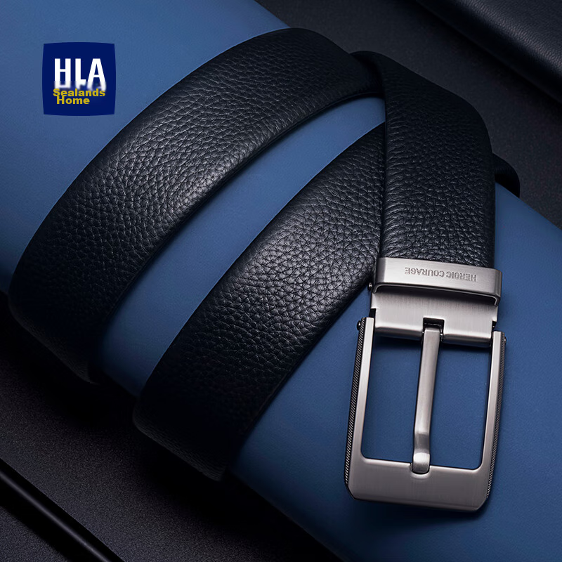 Мужской ремень HLA, из натуральной кожи высшего качества, с пряжкой-булавкой, деловой ремень для брюк, подарочная коробка на день рождения, новый модный трендовый стиль 214