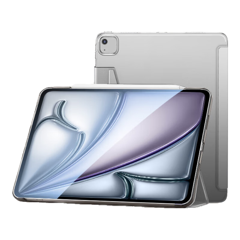 ESR Compatible with IPad Air 13-Inch Case, New Air 8/7/6 Case 2026/25 [Slim Classic Tri-Fold Version], M4 Apple Tablet Shockproof Frosted Semi-Transparent Gray