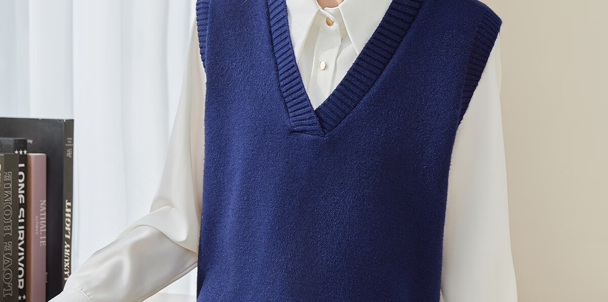PinCai Knitted Vest for Women, V-Neck Sweater, Sleeveless Cardigan, Loose-Fitting Top P137Z5837 53