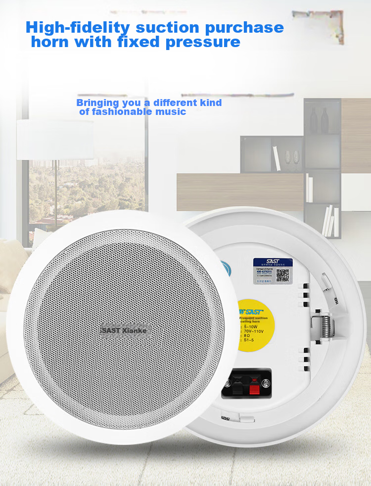 SAST 5-Inch Ceiling Speaker Set with Bluetooth Constant Voltage Amplifier, Recessed Ceiling Speakers for Commercial Shops, Meetings, Public Addressing, Background Music, Home Living Room Speaker Combinatio 7