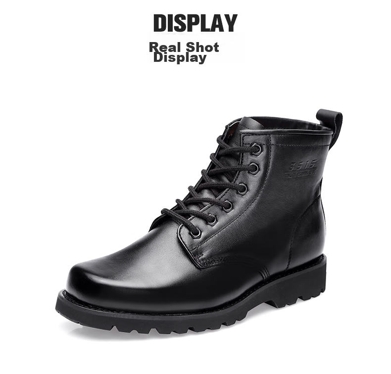 Qiangren Men's Boots, 3515 Work Leather Shoes, Cowhide Wear-Resistant Outdoor Training Boots, Classic Martin Boots, Black, Size 40 11