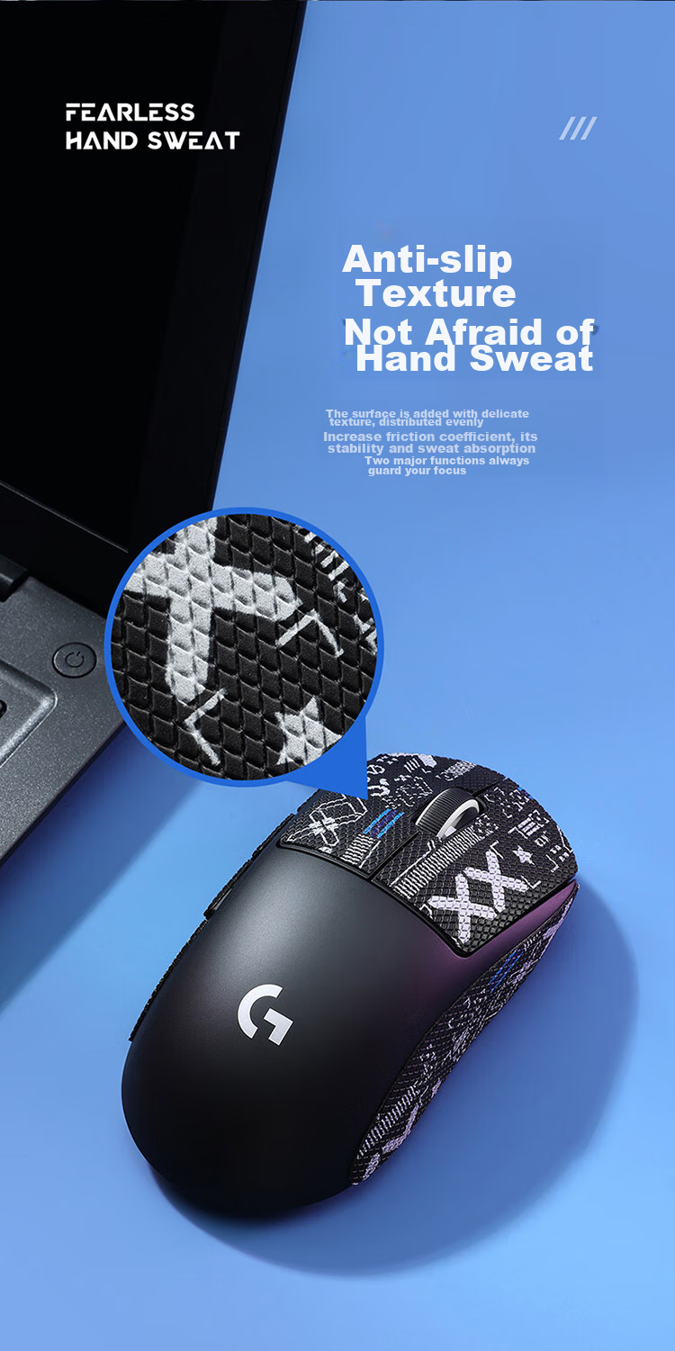 BUBM GpW2 Logitech Mouse Anti-Slip Sticker, Dog Shit King II/III Generation Sticker, Sweat-Absorbing Anti-Slip Scratch-Resistant Sticker, E-Sports Gaming Mouse Pad, GPW2/3 Generation Lizard Skin Full Coverage White Printed Patter 4