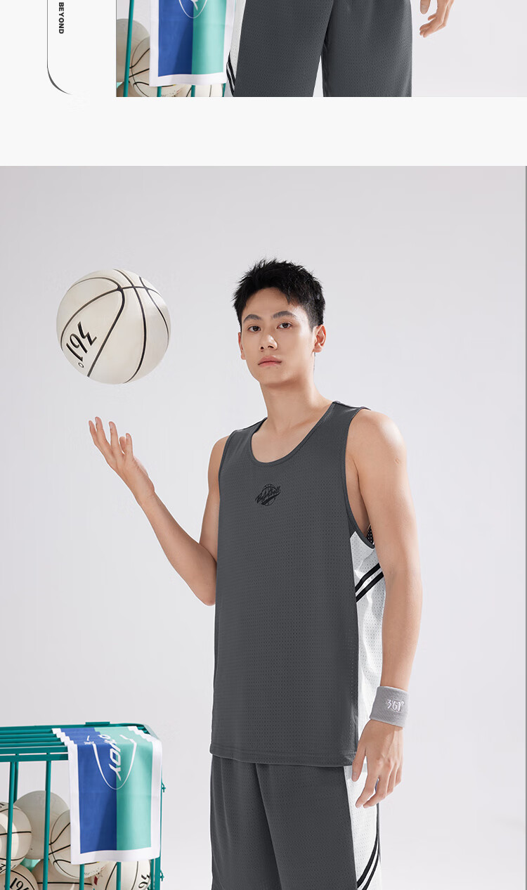 361° Men's Summer Sports Set Quick-Dry Basketball Running Fitness Jersey Vest and Shorts Two-Piece Set 652621901-2 10