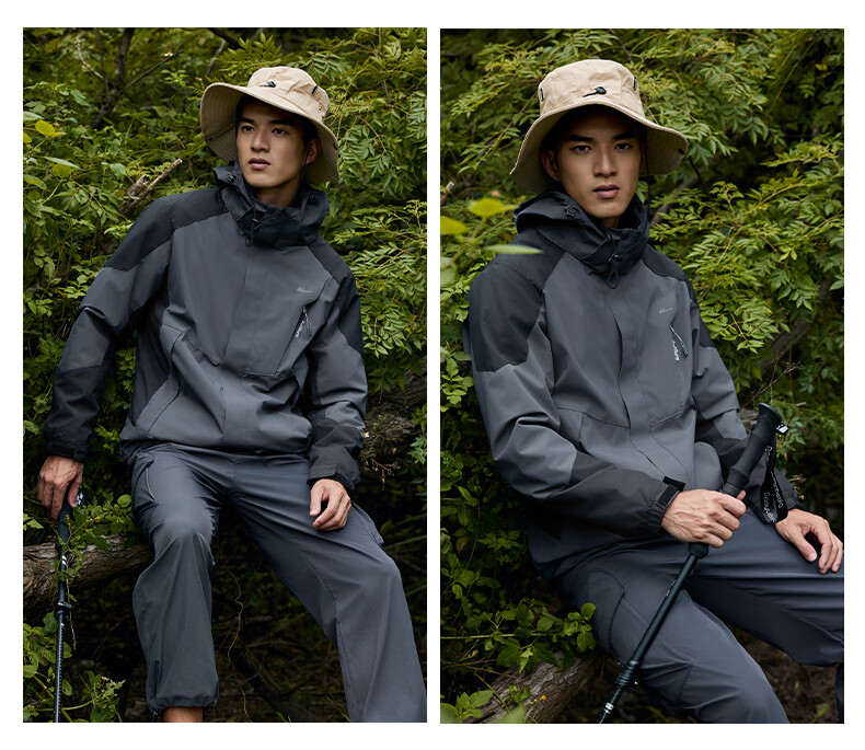 Huili Men's Outdoor Three-In Hooded Jacket, Detachable Inner Liner for Autumn And Winter, Windproof And Waterproof Jacket 18