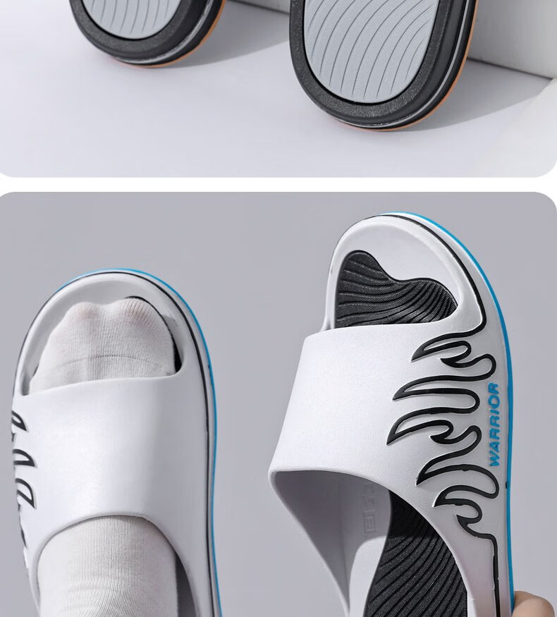 Huili Sports Slippers for Men, Indoor And Outdoor Wear, Non-Slip, Lightweight Sandals, HL39561, White And Black, Size 44-45 28