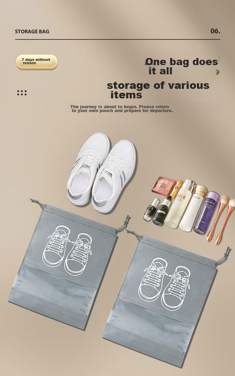 Baicaoyuan Shoe Storage Bag, Travel Organizer Drawstring Bag, Non-Woven Dust-Proof Shoe Cover, Essential Portable Shoe Protector for Sneakers 7