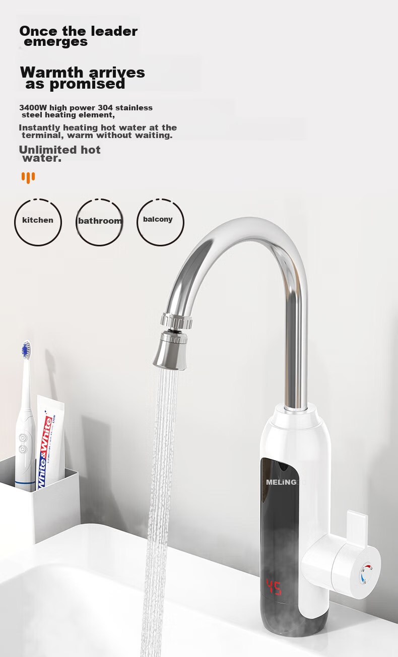 MeiLing Electric Hot Water Faucet, Kitchen Under-Sink Instant Heating Electric Water Heater, Quick Heating Mini Kitchen Treasure, Household Hot Water Treasure with Both Cold And Hot Functions, MF-D316 Plug-In Model 3