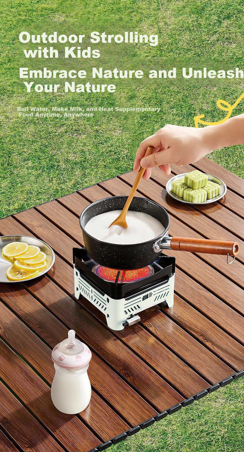 TAN XIAN ZHE Outdoor Cassette Stove Camping Stove Picnic Cookware Tea Brewing Infrared Windproof Split Cassette Stove 7