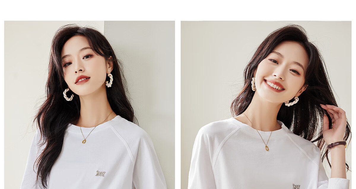 PinCai Long-Sleeve T-Shirt for Women, Classic Loose-Fit Base Layer, Stylish Niche Top for Inner Wear P12KE1855 45