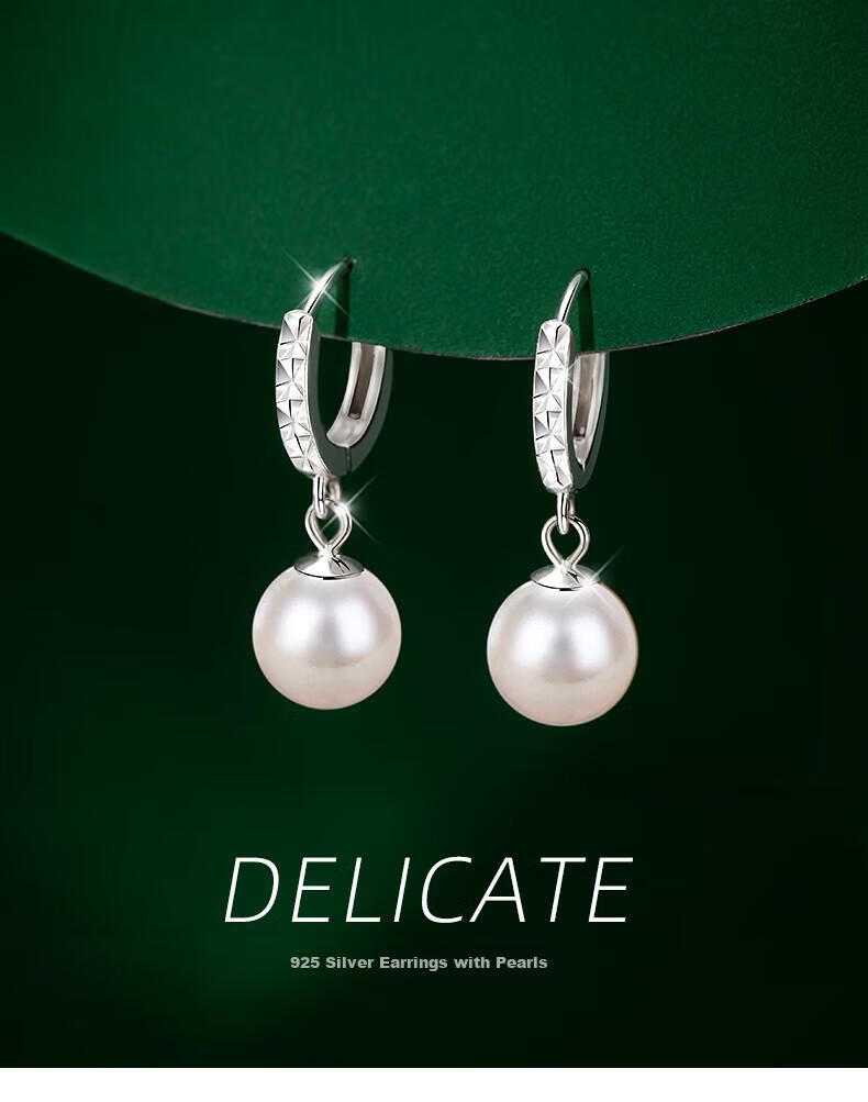 Qlady 925 Silver Freshwater Pearl Earrings for Women, Luxury Silver Jewelry Pearl Earrings Studs Clasp, Birthday Gift for Mom Or Wife 1