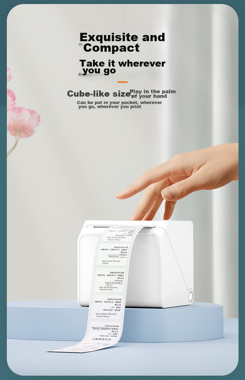 HPRT T260L Label Printer, Compact Portable Bluetooth Thermal Price Tag Barcode Label Paper Printer, Food And Bubble Tea Shop Self-Adhesive Sticker Commercial Label Machine 12