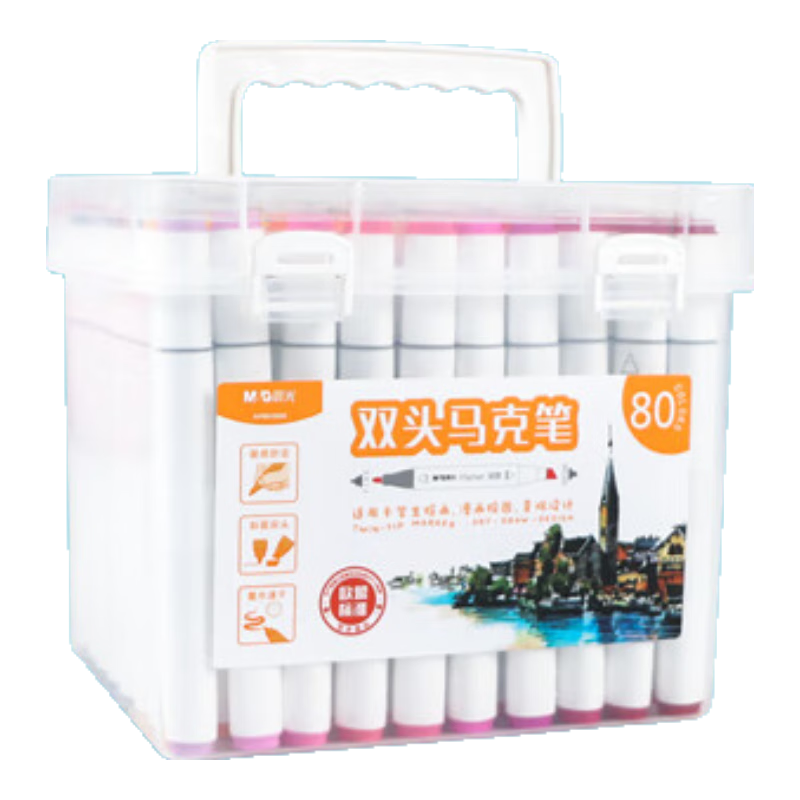 M&G 80-Color Dual-Tip Alcohol-Based Quick-Drying Markers, Fiber Pens, Oil-Based Watercolor Pens for Drawing, Graffiti, Crafts, Single Box APMV0906 Watercolor Pens for Art Educatio