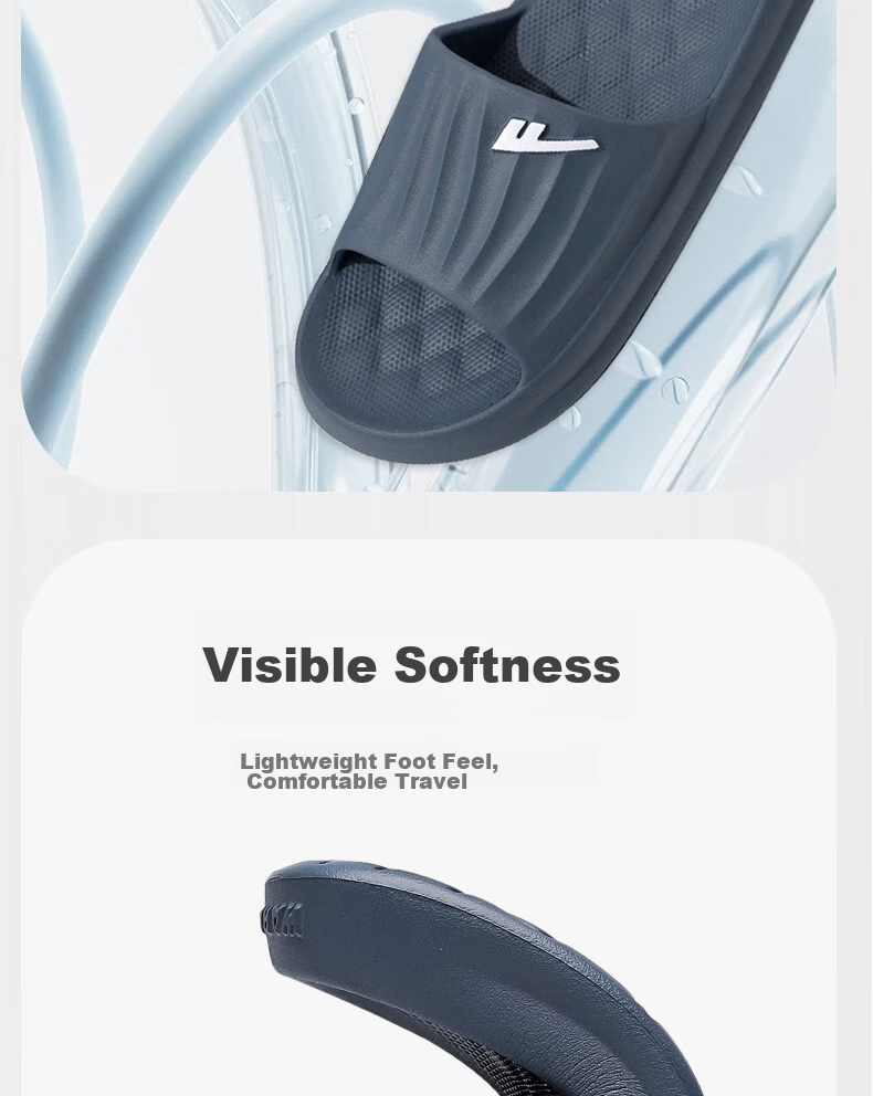 Huili Solid Color Sports Shock-Absorbing Soft Elastic Indoor/outdoor Wear-Resistant Thick-Soled Slippers HL0276 Black Size 43-44 13