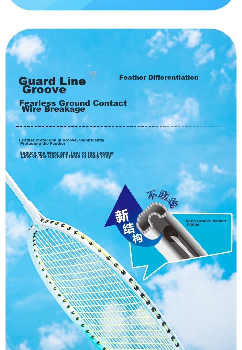 Deli Angenite Wear-Resistant Concave Frame Aluminum Alloy Racket Classic Beginner Student Entry-Level (Blue Pair + 3 Balls) 5