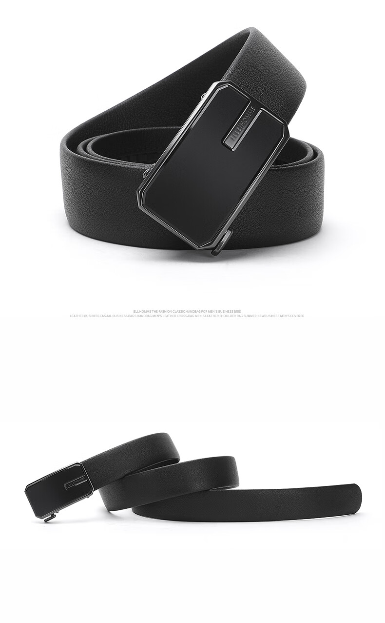 ELLE HOMME Men's Belt, High-Quality Top-Grain Leather Automatic Buckle Waistband, Business Formal Trouser Belt, Birthday Gift for Me 8