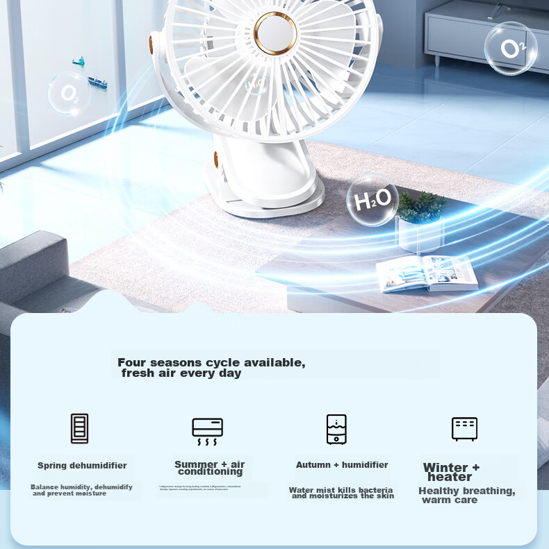 Kumeng Desktop Fan, USB Clip-On Small Fan, Quiet Mini Fan for Student Dormitory Bed, Ultra-Long Battery Life, Wall-Mounted, Office Mini Rechargeable Fa 14