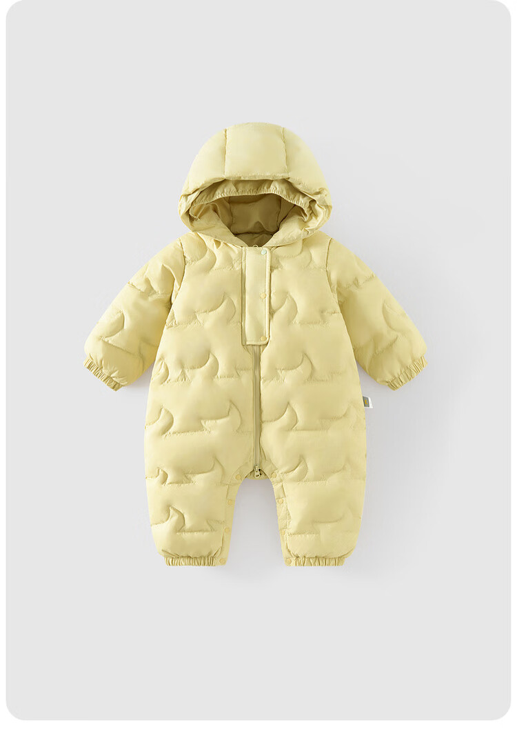 TONGTAI Baby Down Jacket One-Piece Autumn Winter Unisex Hooded Romper Three-Proof Duck Down Crawling Suit Warm Yellow 100cm 13