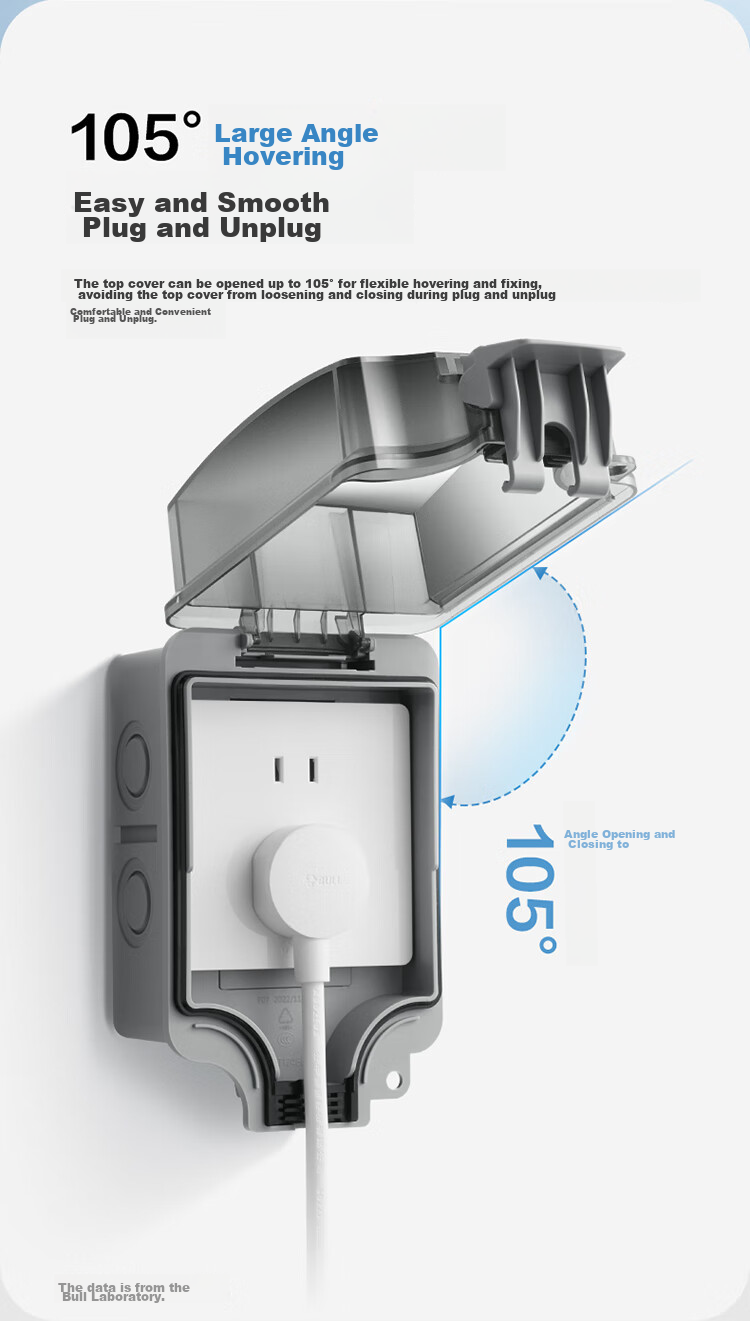 BULL Switch Socket, 86-Type Waterproof Switch Panel Box, Waterproof Cover Socket, Bathroom Waterproof Box, F07 Surface-Mounted Single-Gang 5