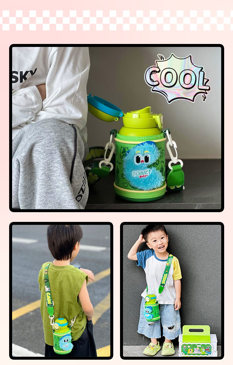 TOMIC Pure Titanium Insulated Cup, Antibacterial Student Mug, Outdoor Children's Cup, Kindergarten School Cup with Straw, Gift for Girls on National Day 50