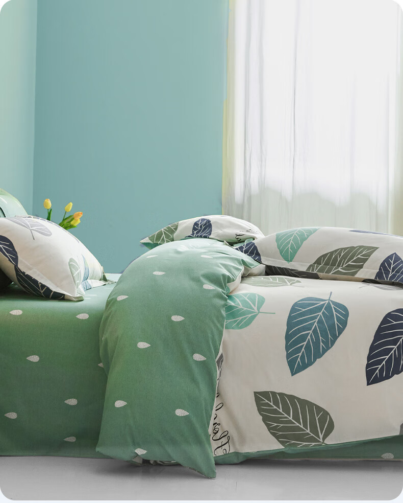Hengyuanxiang Pure Cotton Four-Piece Bedding Set, 100% Cotton Fresh Style, Includes Bed Sheet And Duvet Cover, King Size Bedding, 220*240cm 3