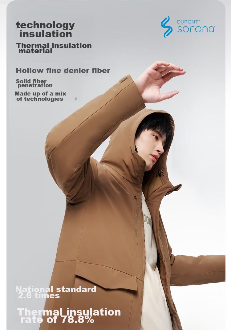 JD Original [Zhi Nuan Yi] Men's Jacket, Thickened Winter Water-Repellent Casual Clothing Padded Coat, Khaki Color, Size M 6