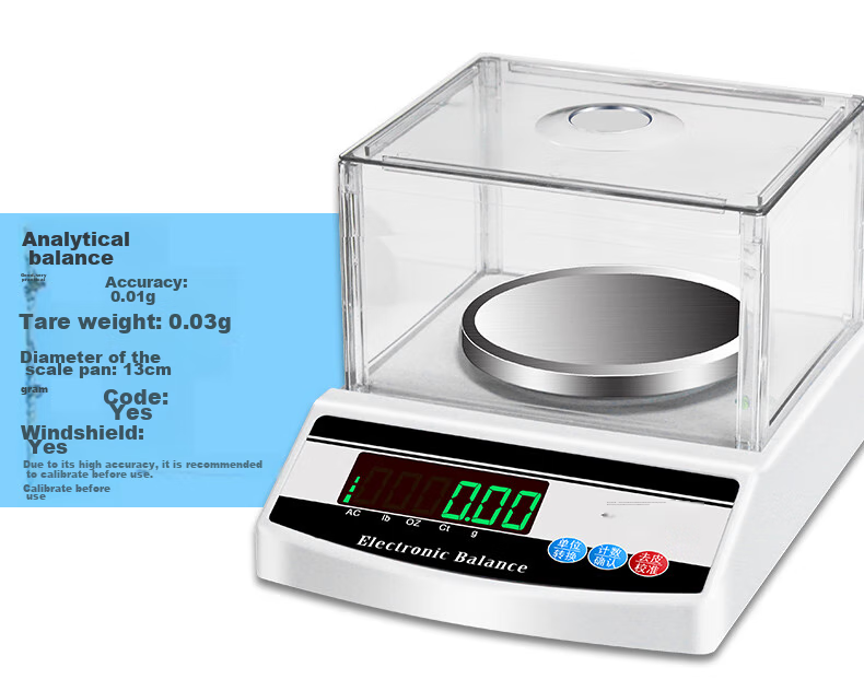 Yingheng High-Precision Electronic Balance Scale, Accurate Electronic Gram Scale, Laboratory Small Platform Scale, Jewelry Electronic Scale, Round 1kg0.01g 22