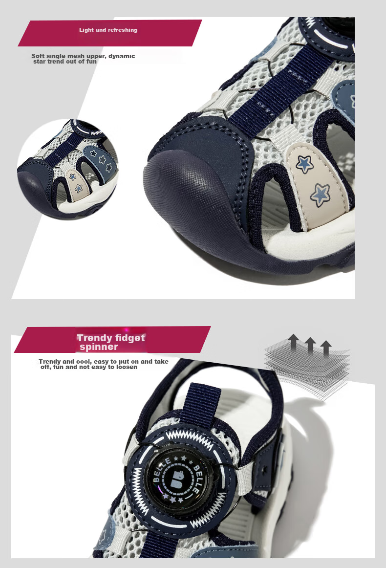 Belle [No-Tie Buckle] Children's Sandals, Summer Boys' Beach Sandals, Closed-Toe Shoes, Outdoor Sports Casual Shoes, Blue, Size 30 2