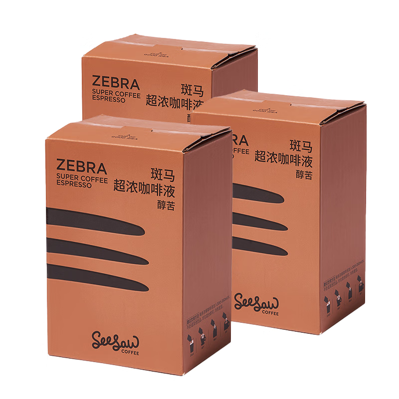 Seesaw 斑马超浓黑咖啡液33ml*12条 醇苦风味 大容量冷萃浓缩冰美式