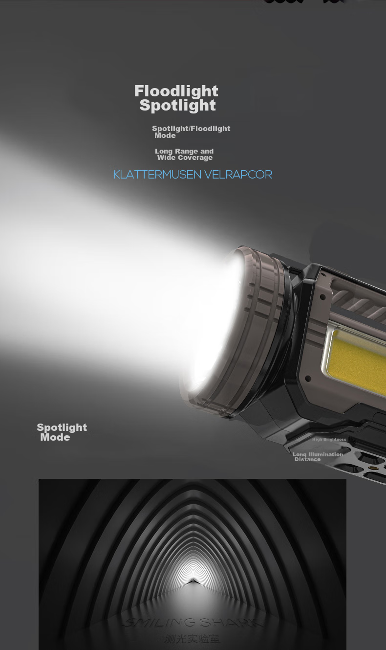 Weixiaosha 884 High-Intensity Flashlight, Multi-Functional Searchlight, LED Rechargeable Light, Ultra-Bright Long-Range High-Power Outdoor Handheld Lamp 5