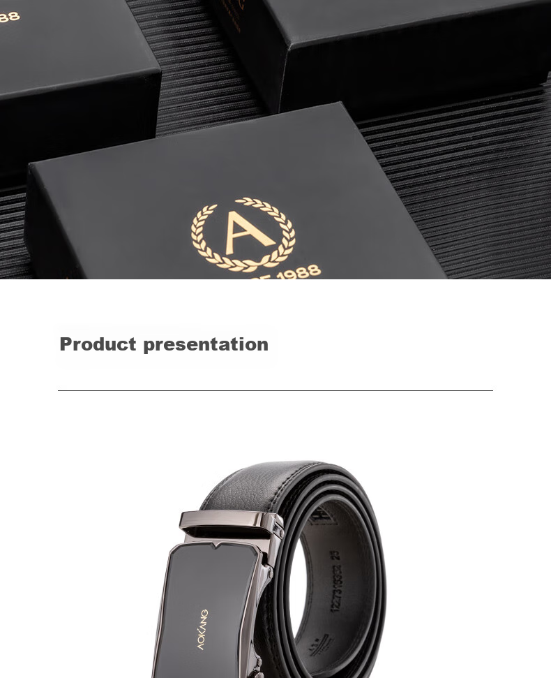 Aokang Men's Leather Belt, Business Automatic Buckle Waistband, Birthday Gift for Husband 10