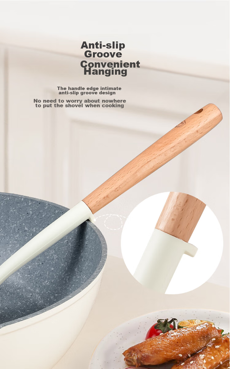 JD Original Spatula, Ladle, And Soup Spoon Set for Non-Stick Pans with Beech Wood Handles [Antibacterial Silicone] Three-Piece Spatula Set 7