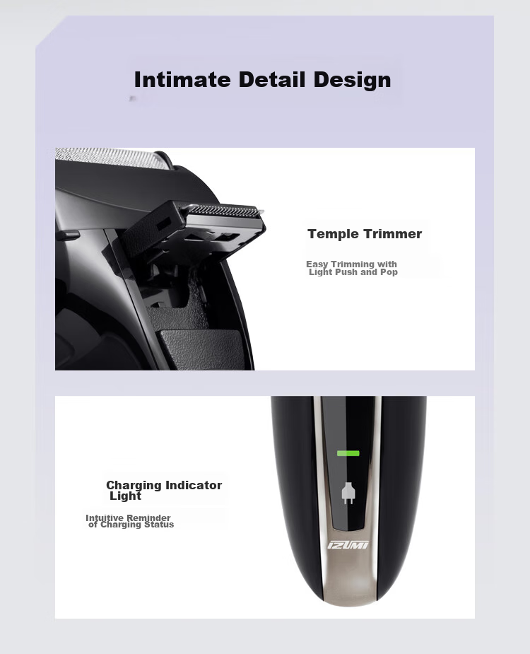 IZUMI Electric Shaver V743R Waterproof Durable 4-Blade Imported Razor with Sideburn Trimmer for Outdoor Use Gift for Boyfriend Husband Father 13