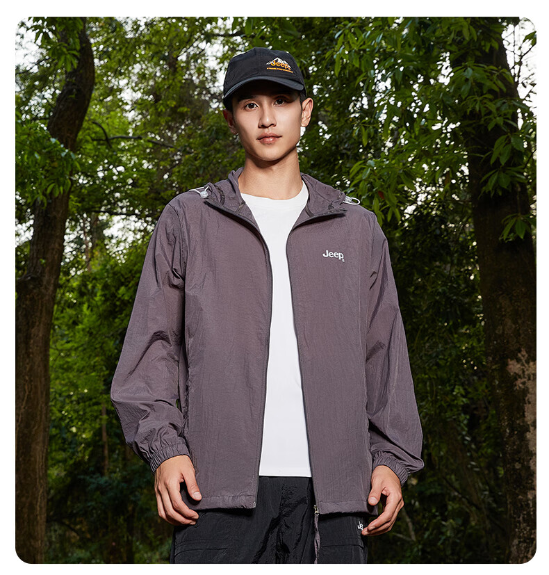 JEEP Sun Protection Jacket, Summer Breathable, for Men And Women Couples, Ice Silk Outdoor Sports Skin Coat, Pure Black, 3XL 13