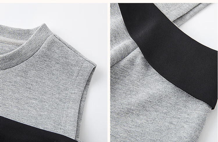 Dme [Designer Private Label] Spring And Autumn Round Neck Ruffle Contrasting Color Off-Shoulder Pique Air Layer Sweatshirt Women's Top 8