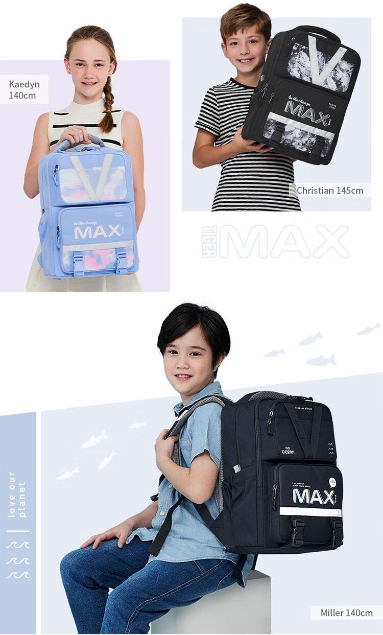 TigerFamily Middle School Backpack for Grades 3-9, Children's Spine-Protecting And Load-Reducing Backpack, Suitable for Boys And Girls 4