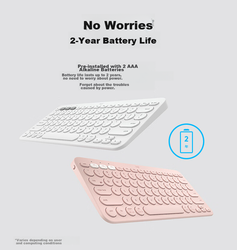 Logitech Stylish Series K390 Wireless Bluetooth Keyboard Ultra-thin Portable New Upgrade Blue 79 Keys 9