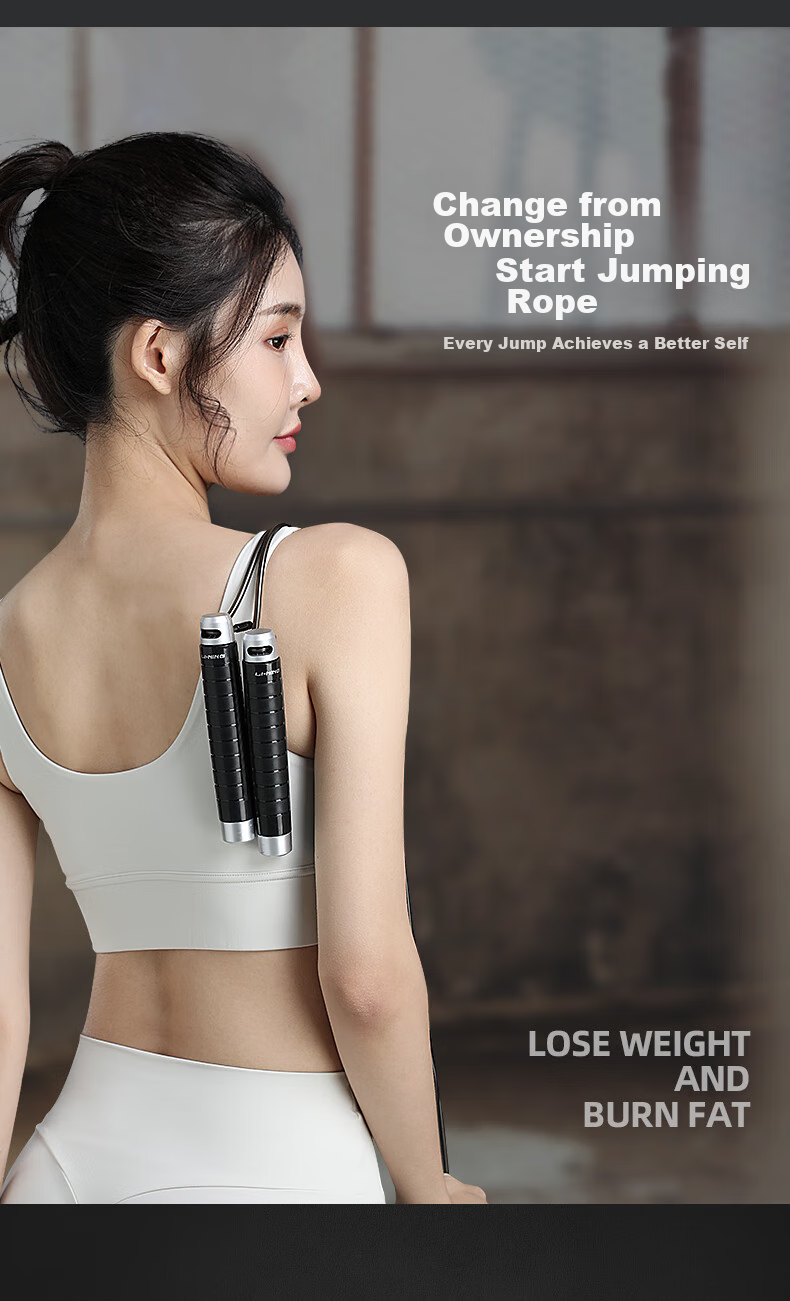 Li-Ning Cordless Jump Rope for Weight Loss, Fitness-Specific Professional Fat-Burning Men's Counting Electronic Weighted Large Ball Rope 4