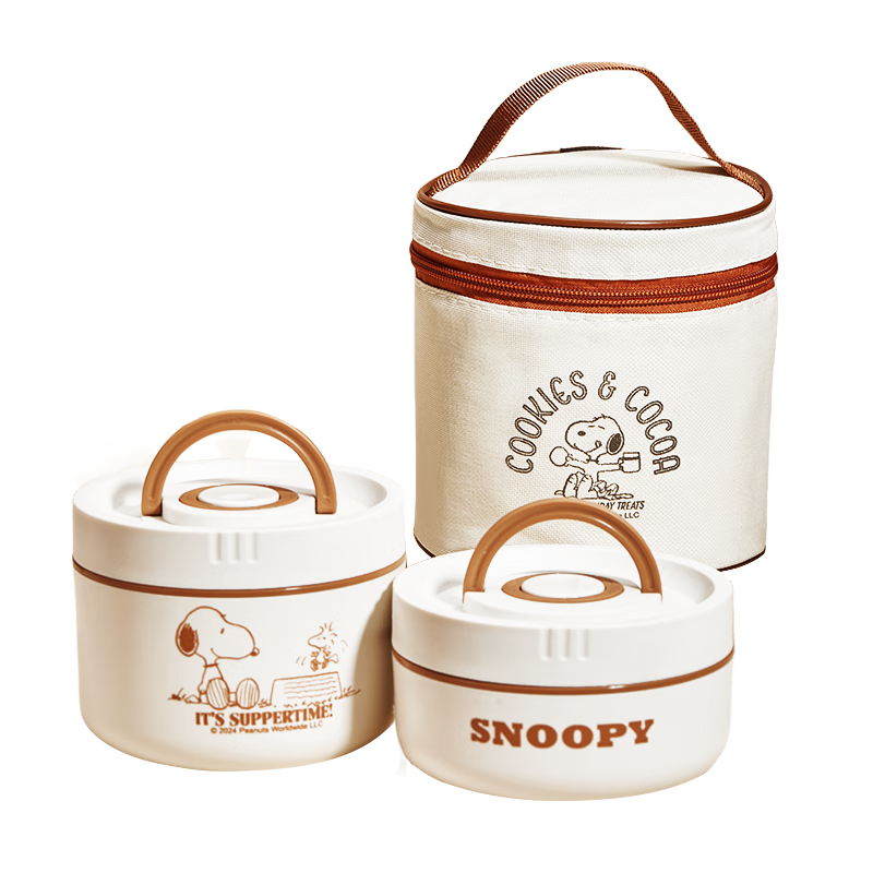 SNOOPY Insulated Lunch Box for Office Workers, Bento Box, Meal Container, 316 Stainless Steel Lunch Box, Large Capacity Insulated Bucket for Students, with Two Layers