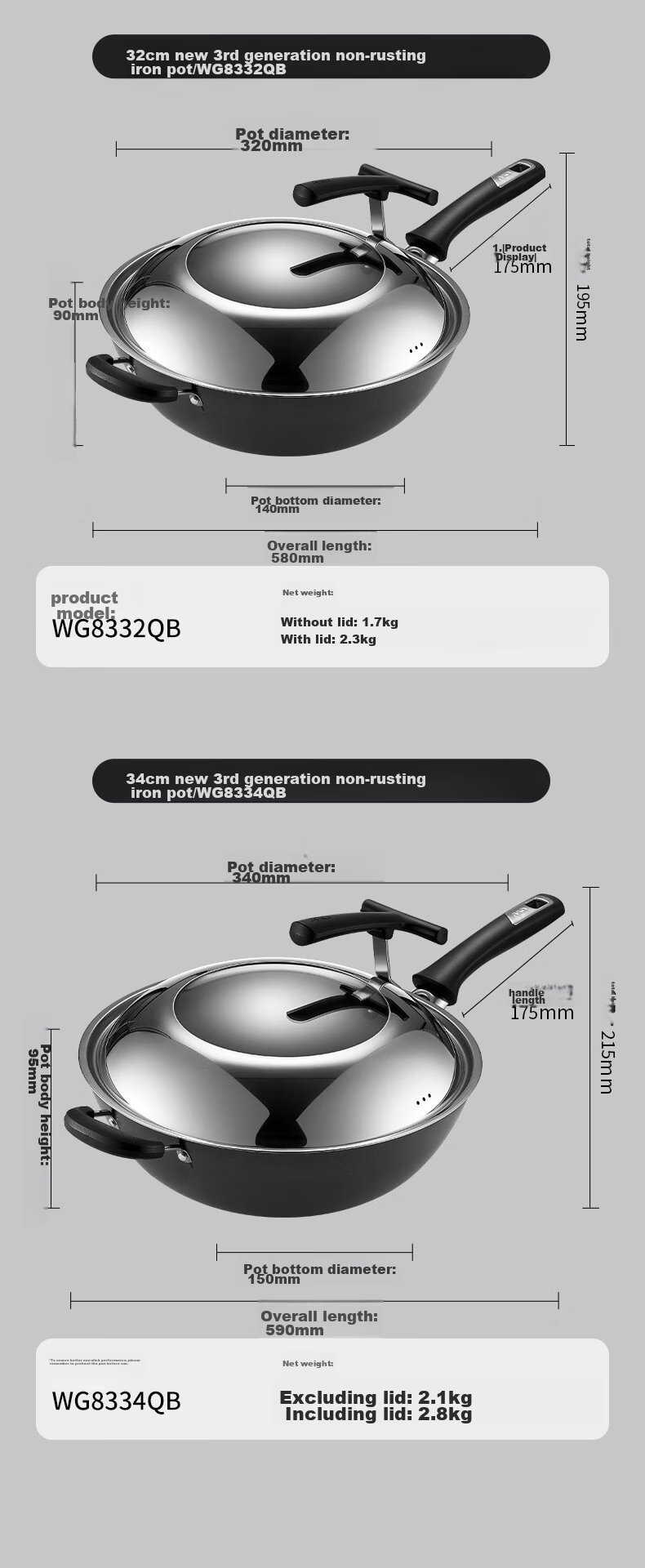 ASD Wok Cast Iron Pan Stainless Steel Non-Coated Whirlwind Bottom Stir-Fry Pan 32cm Compatible with Gas And Induction Stoves CF32Z1WG 18