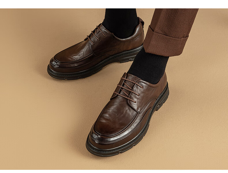 Aokang Leather Lace-Up Shoes for Men, British Style Formal Business Shoes, Black, Size 43 12