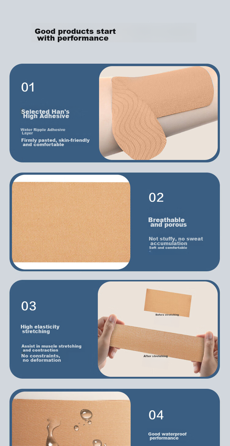 JD Original Pre-Cut Muscle Tape, Combination Muscle Patch, Kinesiology Tape, Sports Tape for Strain Protectio 3
