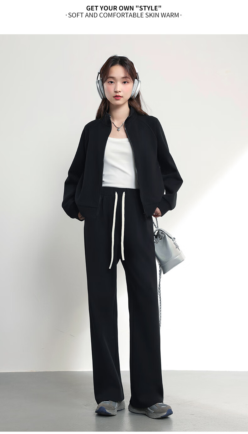 MJ STYLE Stand-Collar Cardigan Jacket for Women, Spring And Autumn 2026, Loose-Fitting Casual Versatile Short Style, Petite Sporty Long-Sleeve Top 13