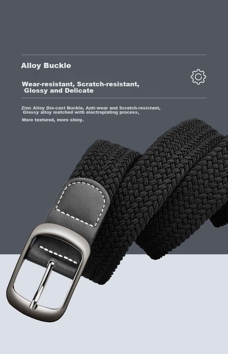 HALFEEL Canvas Belt, Men's Leather Belt with Pin Buckle, Casual Waistband, Trendy Student Versatile Elastic, Woven No-Drill Trouser Belt for Wome 3