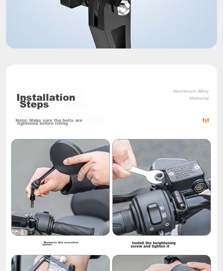 Move Iron Electric Vehicle Phone Holder, Motorcycle Aluminum Alloy Navigation Mount, Scooter Universal Six-Claw Fixed Delivery Courier Phone Stand, Cycling Equipment Accessory, Rearview Mirror Model 12
