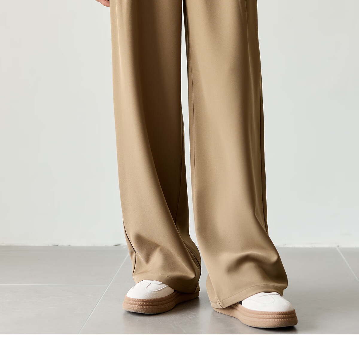 Chushen Women's Casual Pants with Belt Design, High-Waisted Slimming Wide-Leg Commuter Floor-Length Trousers S51X013 9