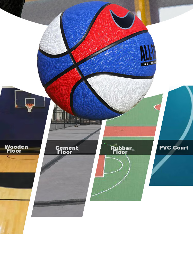 NIKE Basketball Game Training Indoor And Outdoor Wear-Resistant Size 7 Petal N100436947007/DO8258-470 Red White Blue 5