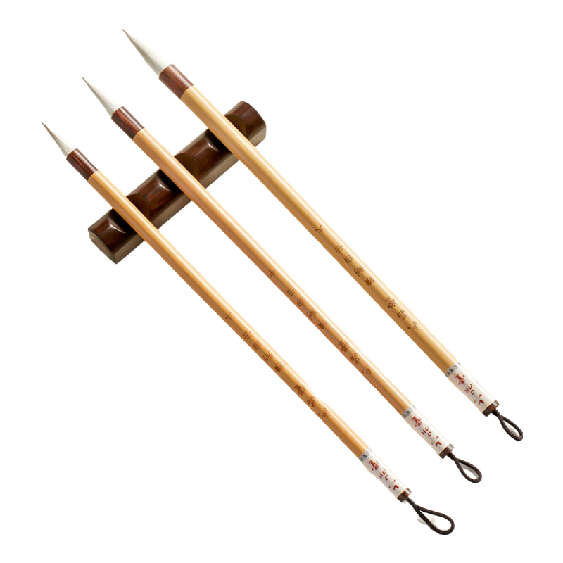 Liupintang Premium White Cloud Calligraphy Brush Set, Wolf And Sheep Mixed Hair Dou Brush for Beginners, Student's Four Treasures of The Study, Small/Medium Regular Script for Calligraphy Practice, Chinese Painting, And Seal Script, 3-Piece Set